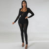 JASMIN BLACK LONG SLEEVE SHEER JUMPSUIT