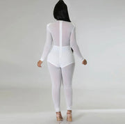 JASMIN WHITE LONG SLEEVE SHEER JUMPSUIT