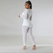 JASMIN WHITE LONG SLEEVE SHEER JUMPSUIT