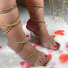 MALAYSIA GOLD LACE UP DIAMANTE HEELS