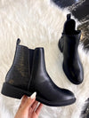ANNA BLACK FAUX LEATHER ANKLE BOOTS