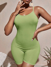 Imani Lime Green Ribbed Strappy Backless Playsuit
