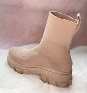 ROCHELLE NATURAL CHUNKY SOLE SOCK ANKLE BOOTS