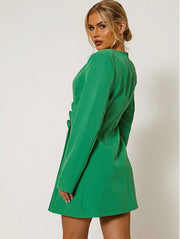 Kady Wrap Front Jade Green Blazer Dress With Buckle Detail 0102