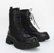 MESHA V2 BLACK CHUNKY LACE UP MILITARY ANKLE BOOT