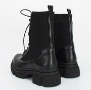 MESHA V2 BLACK CHUNKY LACE UP MILITARY ANKLE BOOT