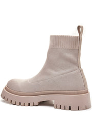 ROCHELLE V2 BEIGE CHUNKY SOLE SOCK BOOTS
