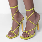 LALITA LIME GREEN LACE UP HEELS