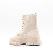 SHANNON CREAM CHUNKY SOLE LACE UP BOOTS