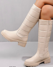 TRIXIE CREAM CALF LENGTH QUILTED PUFFER BOOT