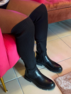 ROXY2 BLACK KNIT OVER THE KNEE CHUNKY SOLE BOOTS