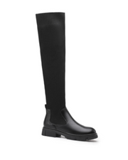 ROXY2 BLACK KNIT OVER THE KNEE CHUNKY SOLE BOOTS