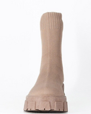 STORM BEIGE CHUNKY SOLE SOCK ANKLE BOOTS